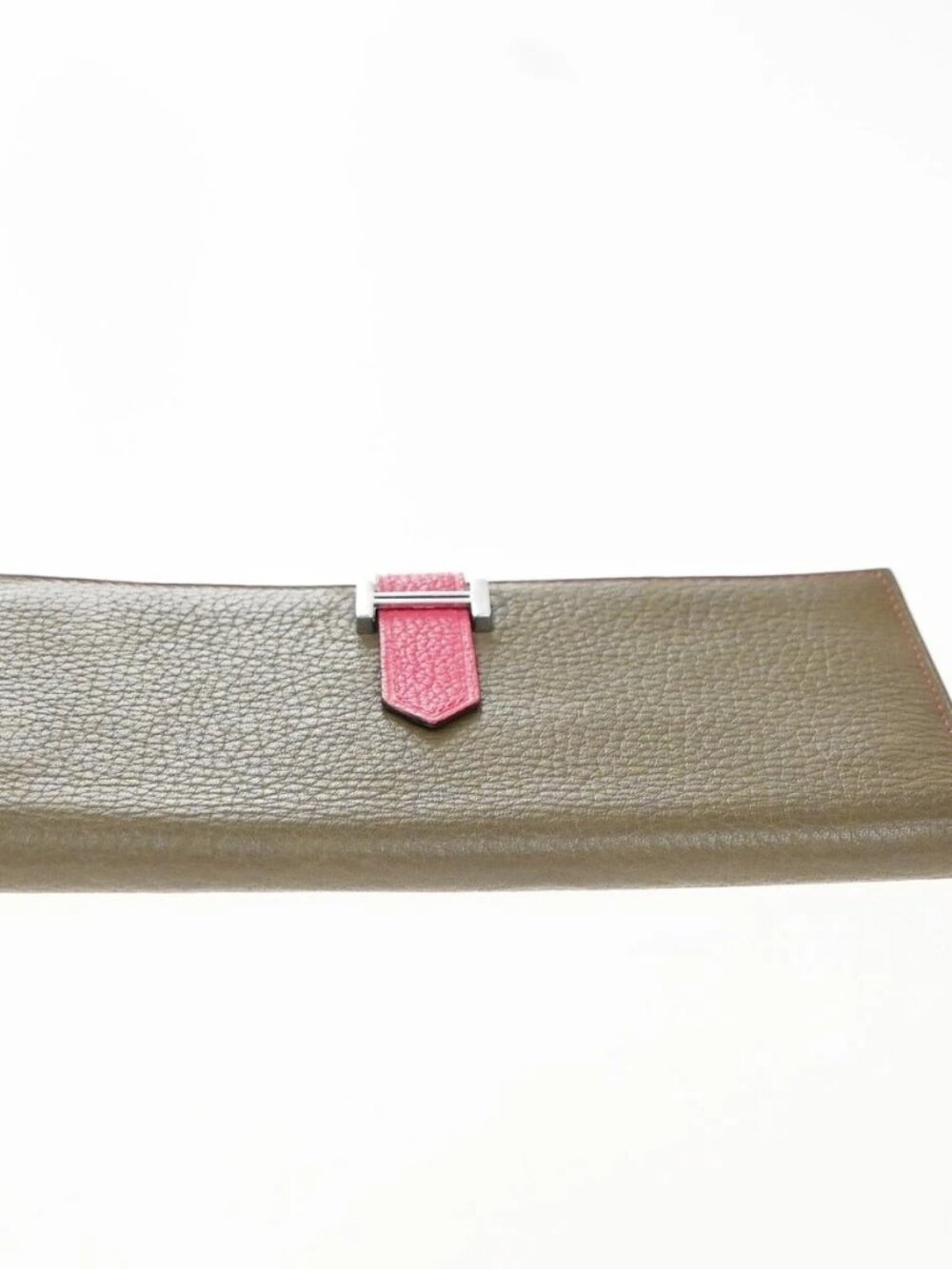 HERMES Bearn Bicolor Long Bifold Wallet Leather Brown Pink 80RP164 - Picture 5 of 16